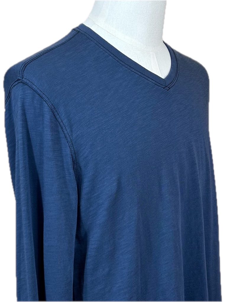 Robert Barakett New Navy Blue Cotton Long Sleeve V-Neck Shirt Size Xl — image 5 of 8